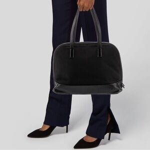 TUMI Black Leather Nylon Shoulder Bag Travel Ballistic Satchel 43032D3